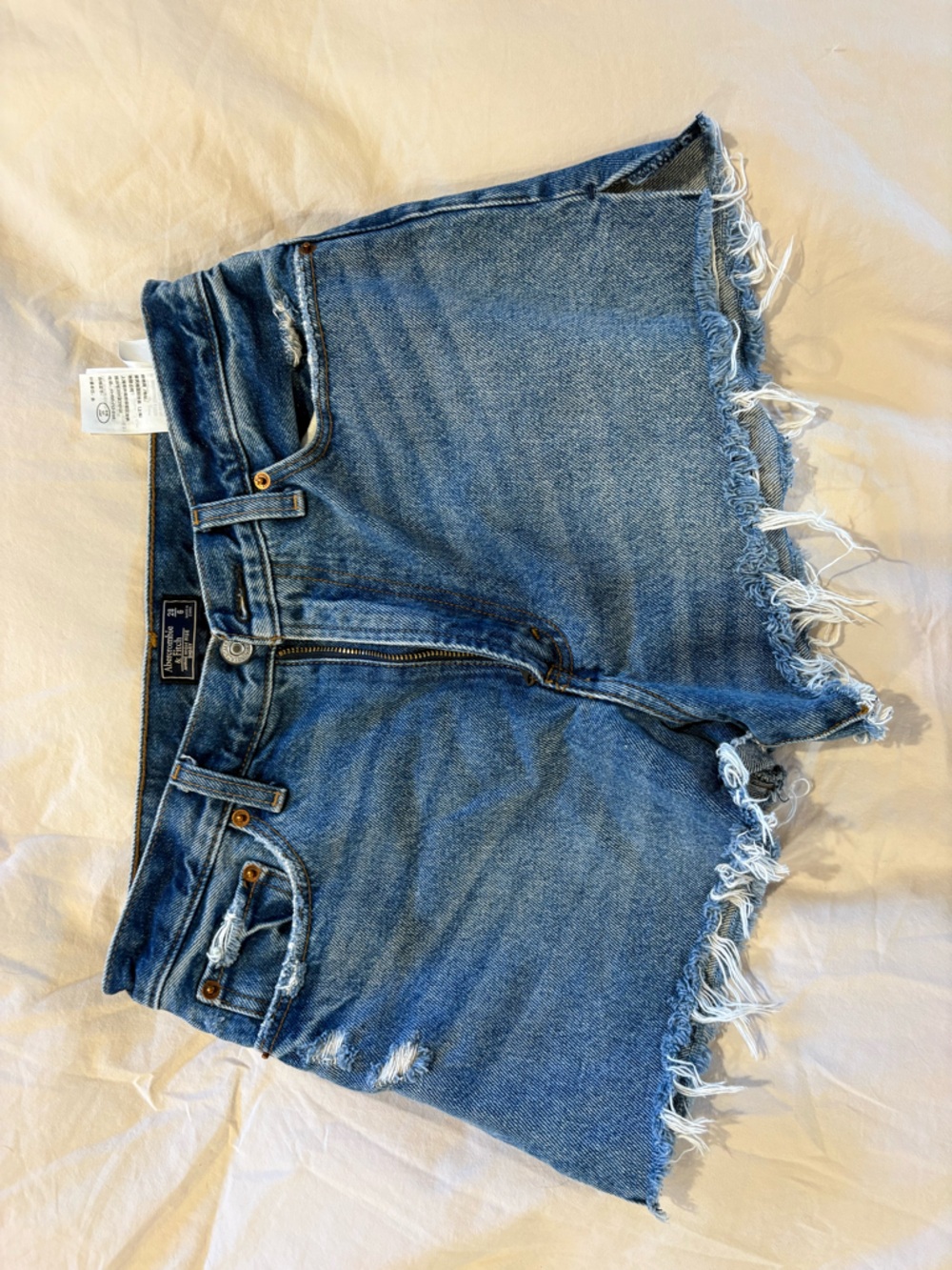 Abercrombie & Fitch Distressed Medium Blue Denim Cutoff Shorts